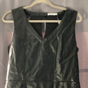 Black faux leather mini dress
